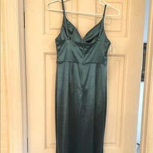 Elegant Teal Satin Dress